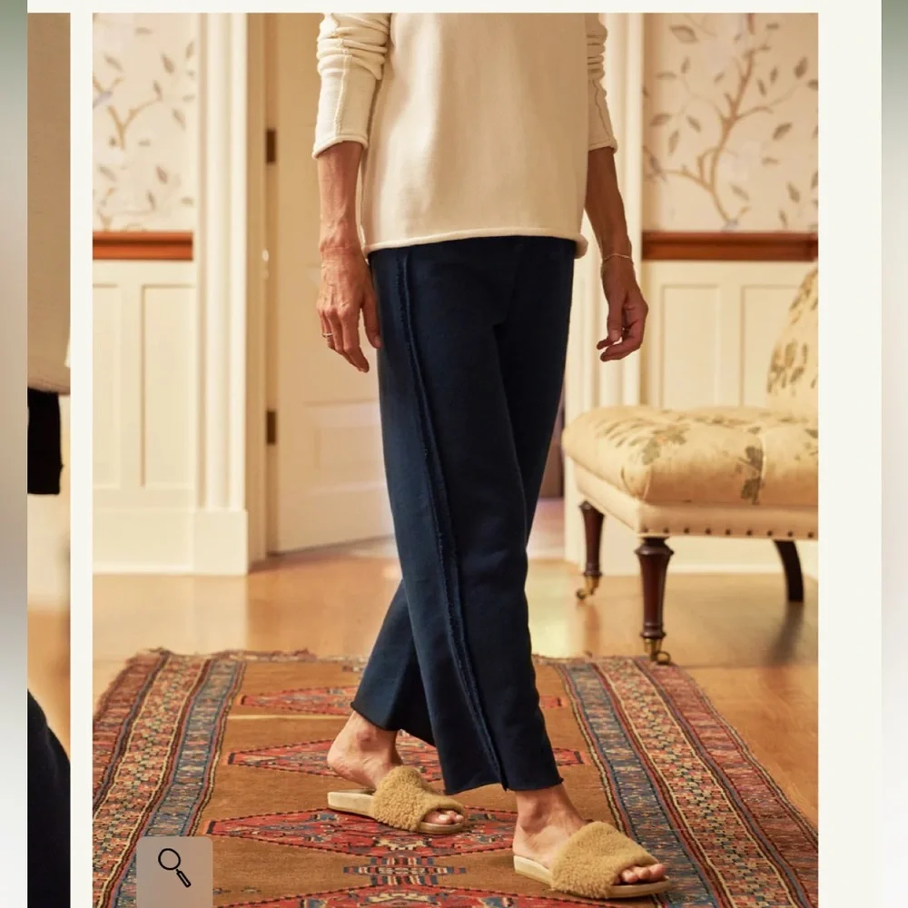 J.Crew featherweight cashmere cropped wide leg elastic waistband pants lounge